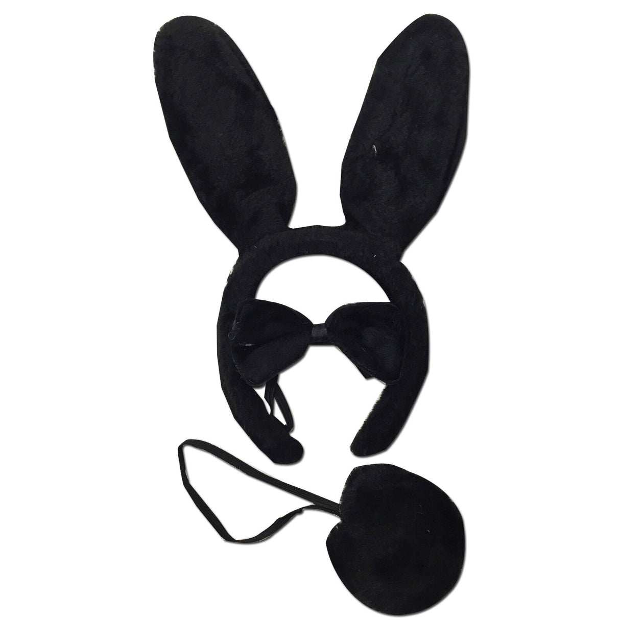 3pcs Black Rabbit Animal Set - Bow Tie, Tail & Ears (Book Week Costume & Halloween Fancy Dress)