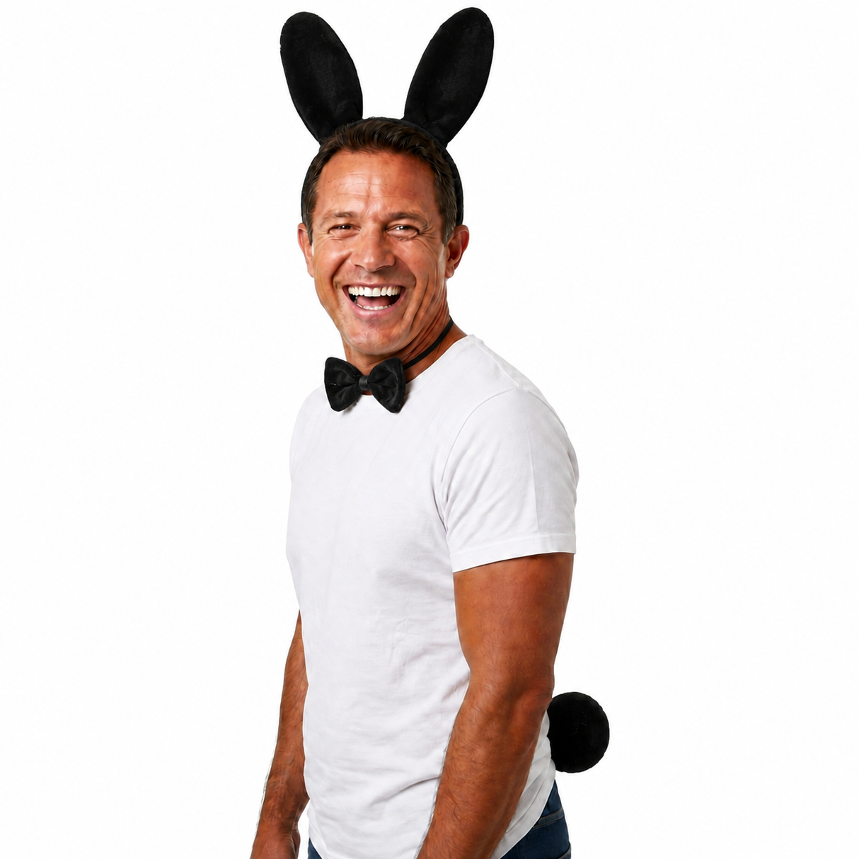 3pcs Black Rabbit Animal Set - Bow Tie, Tail & Ears (Book Week Costume & Halloween Fancy Dress)