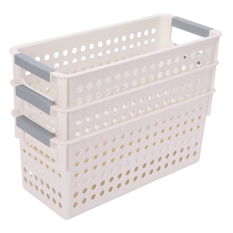 24x Premium Plastic Storage Basket Bulk w/ Grip Handles 34*16.5*16cm