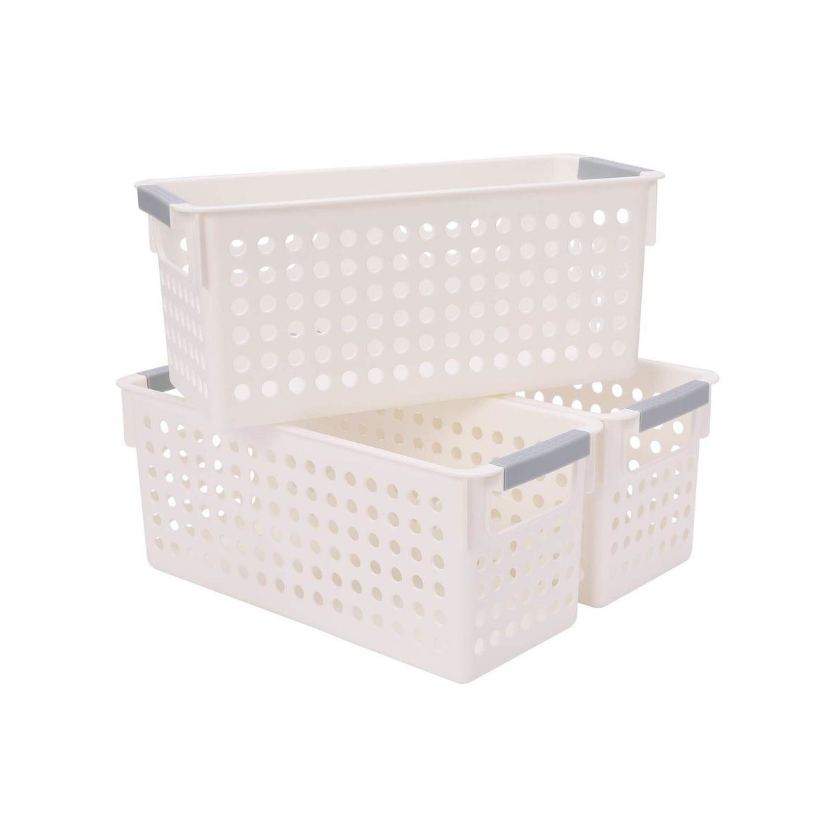 24x Premium Plastic Storage Basket Bulk w/ Grip Handles 34*16.5*16cm