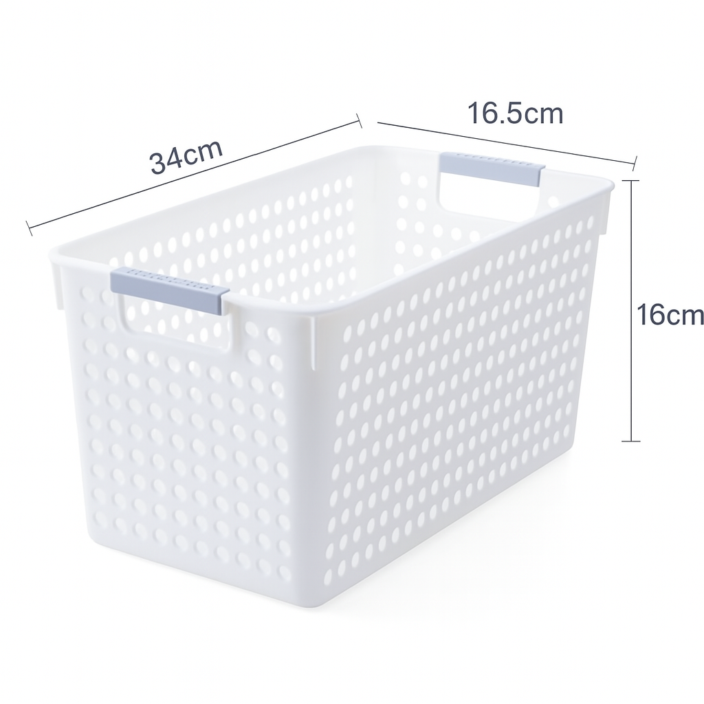 24x Premium Plastic Storage Basket Bulk w/ Grip Handles 34*16.5*16cm