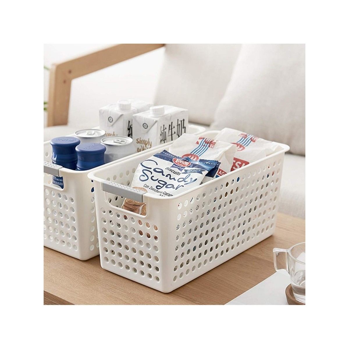 24x Premium Plastic Storage Basket Bulk w/ Grip Handles 34*16.5*16cm