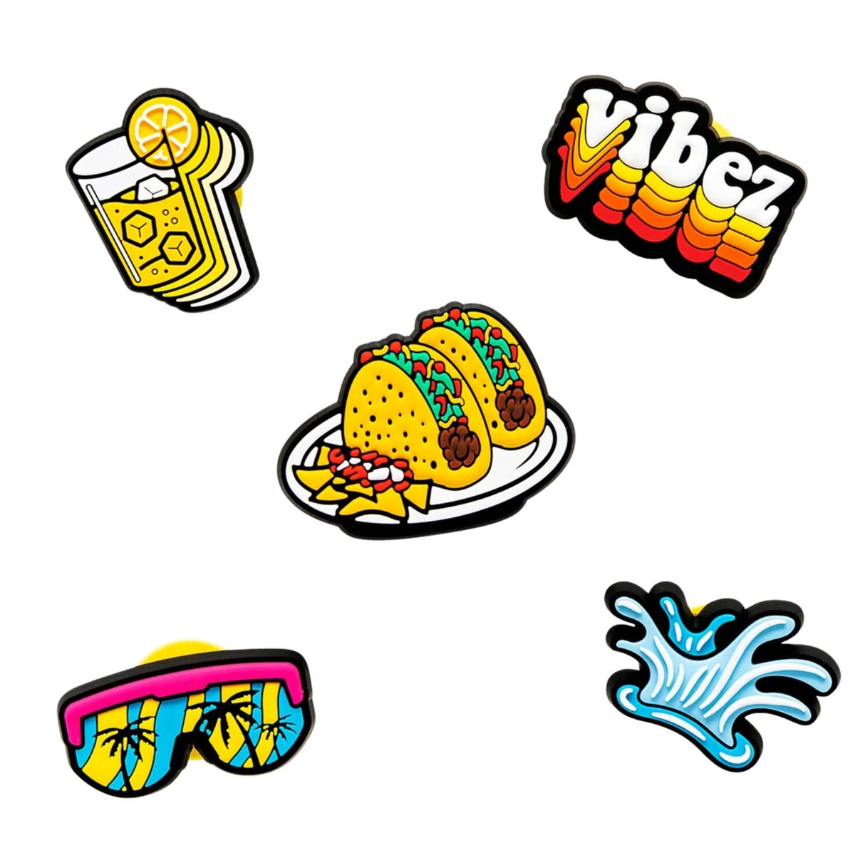 Joybees Popinz 5 Pack Shoe Charms Summer Vibes Beach Pool Party Set in Summa Time