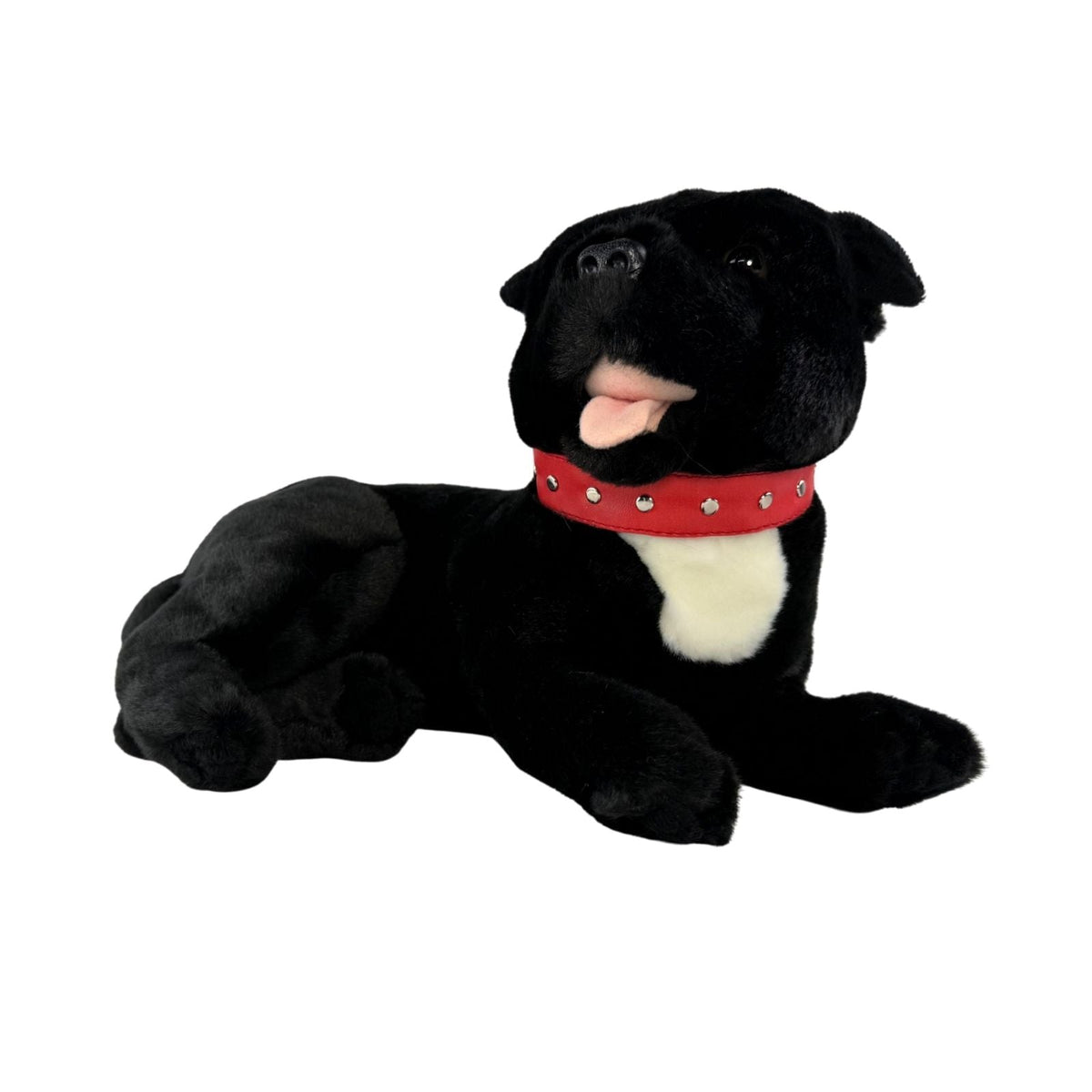 Bocchetta Pepper 35cm Lying Staffy Plush Toy - Black (Realistic Stuffed Animal Dog Gift)