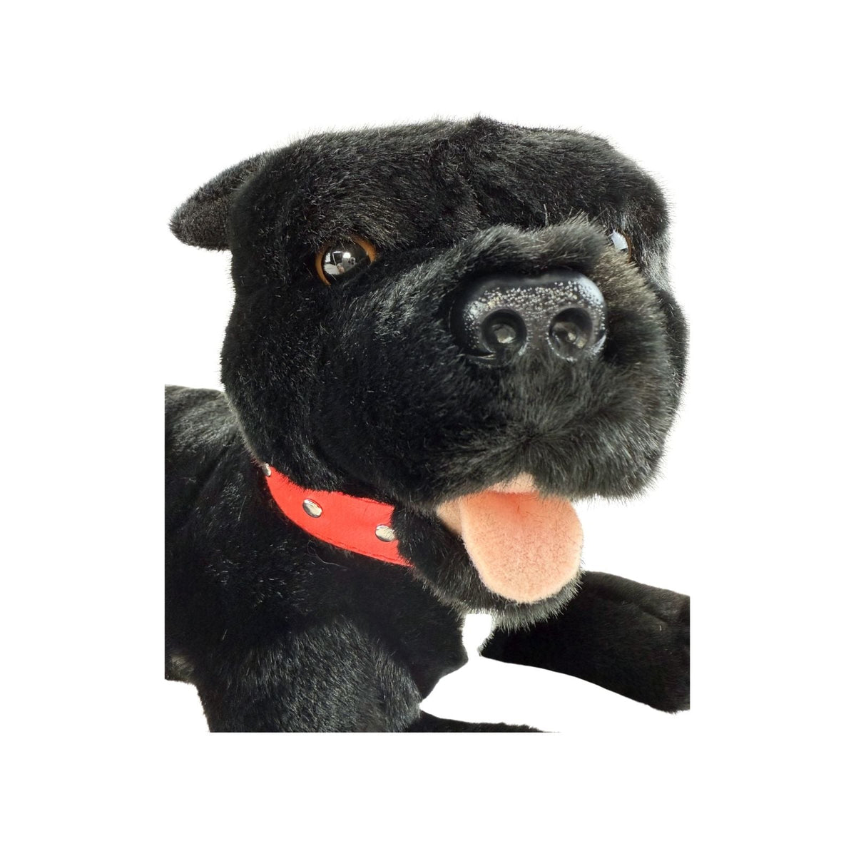 Bocchetta Pepper 35cm Lying Staffy Plush Toy - Black (Realistic Stuffed Animal Dog Gift)