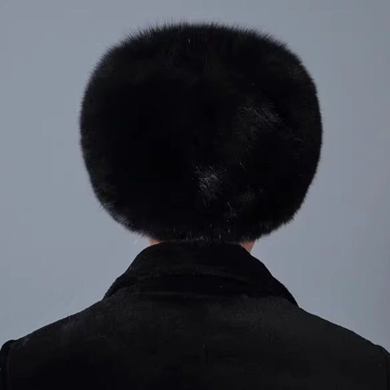 Mens Ushanka Ukrainian Trapper Hat in Black Faux Fur Windproof & Insulated Winter Cap