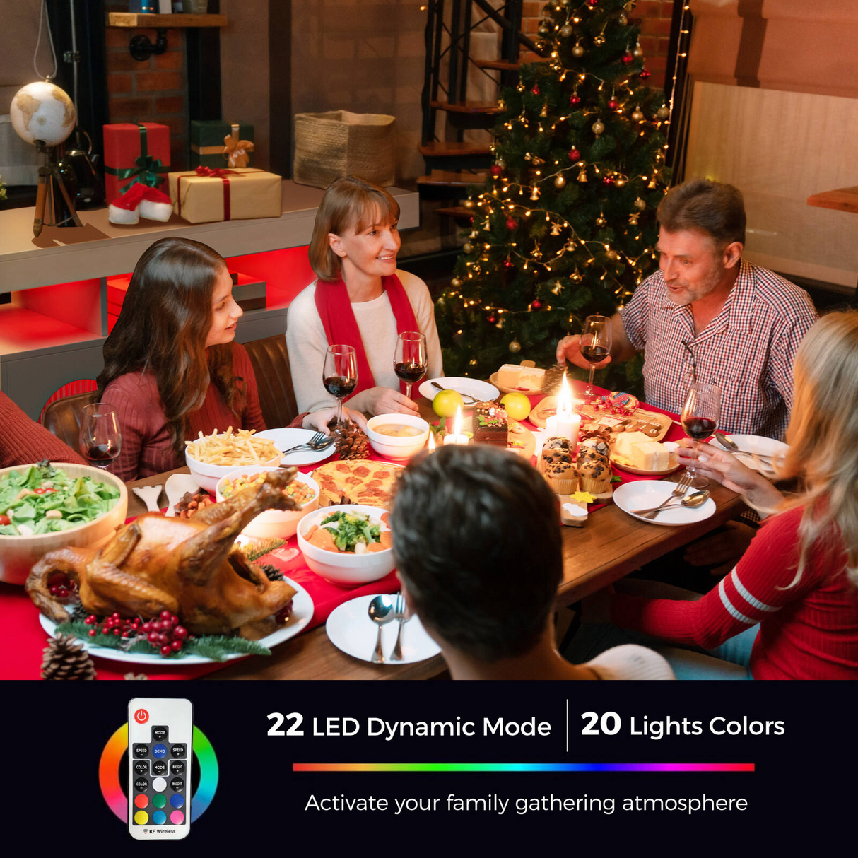 Modern Buffet Sideboard Cabinet With RGB LED Light & Charging Statio