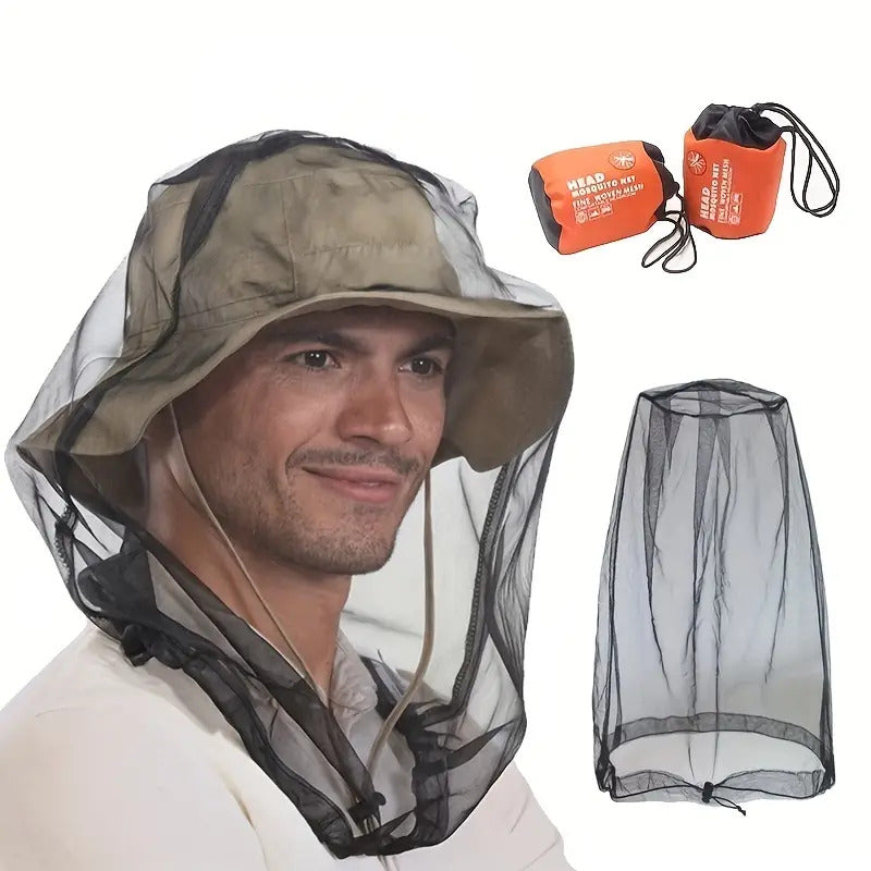 Premium Mosquito Head Net - Mesh Insect Protector for Outdoors - Black