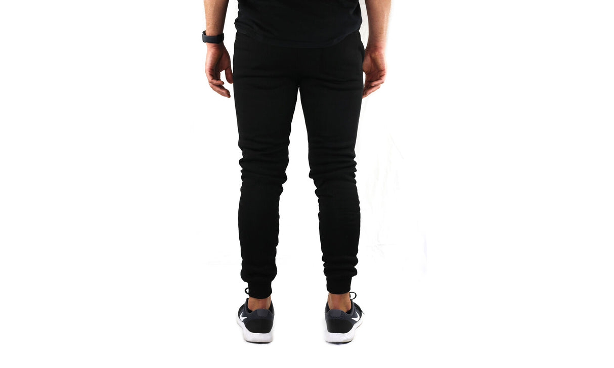 Riflessi Mens Skinny Track Pants Joggers - Slim Cuffed Fleece Gym/Casual Sweat Pants - Black