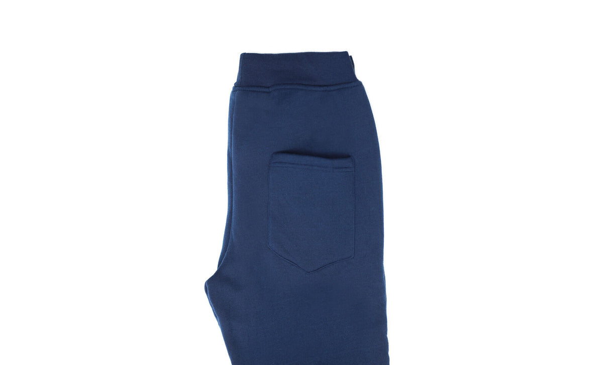 Riflessi Mens Navy Blue Fleece Skinny Track Pants - Slim Cuffed Joggers/Gym Sweatpants
