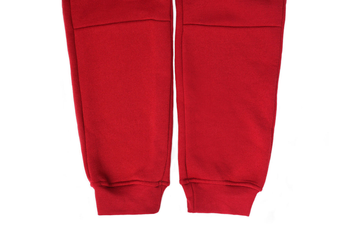 Riflessi Mens Skinny Track Pants Joggers - Slim Cuffed Fleece Gym/Casual Sweat Pants - Red