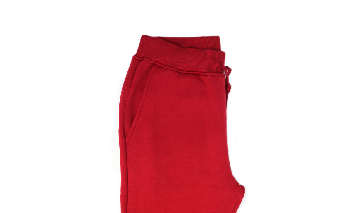 Riflessi Mens Skinny Track Pants Joggers - Slim Cuffed Fleece Gym/Casual Sweat Pants - Red