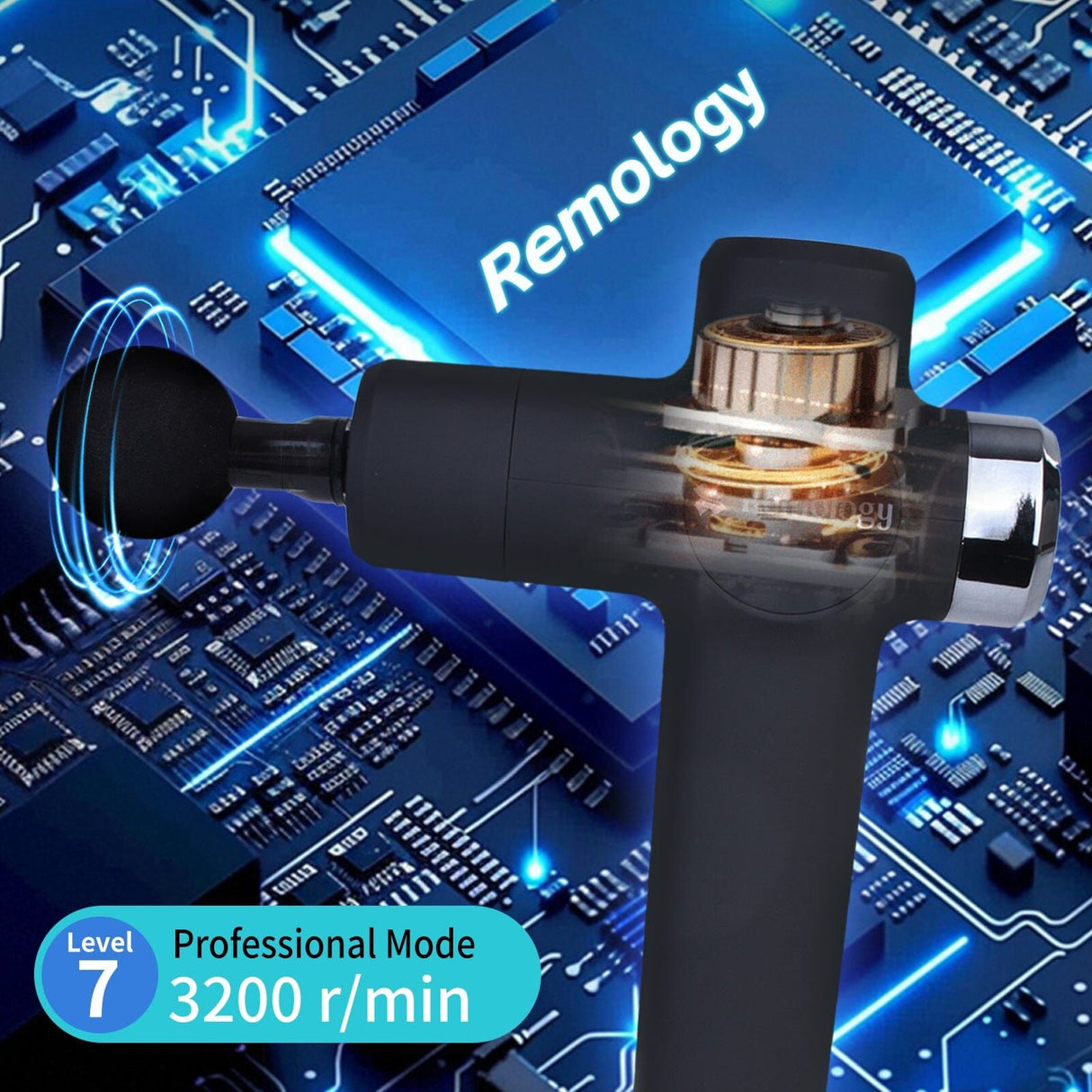 Remology Fascial Impact Therapy Massage Gun 7 Adaptive Speed with 4 Heads