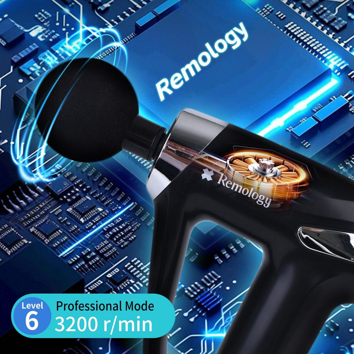Remology Massage Gun Impact Therapy Speed 4 Head Therapeutic Pain Relief