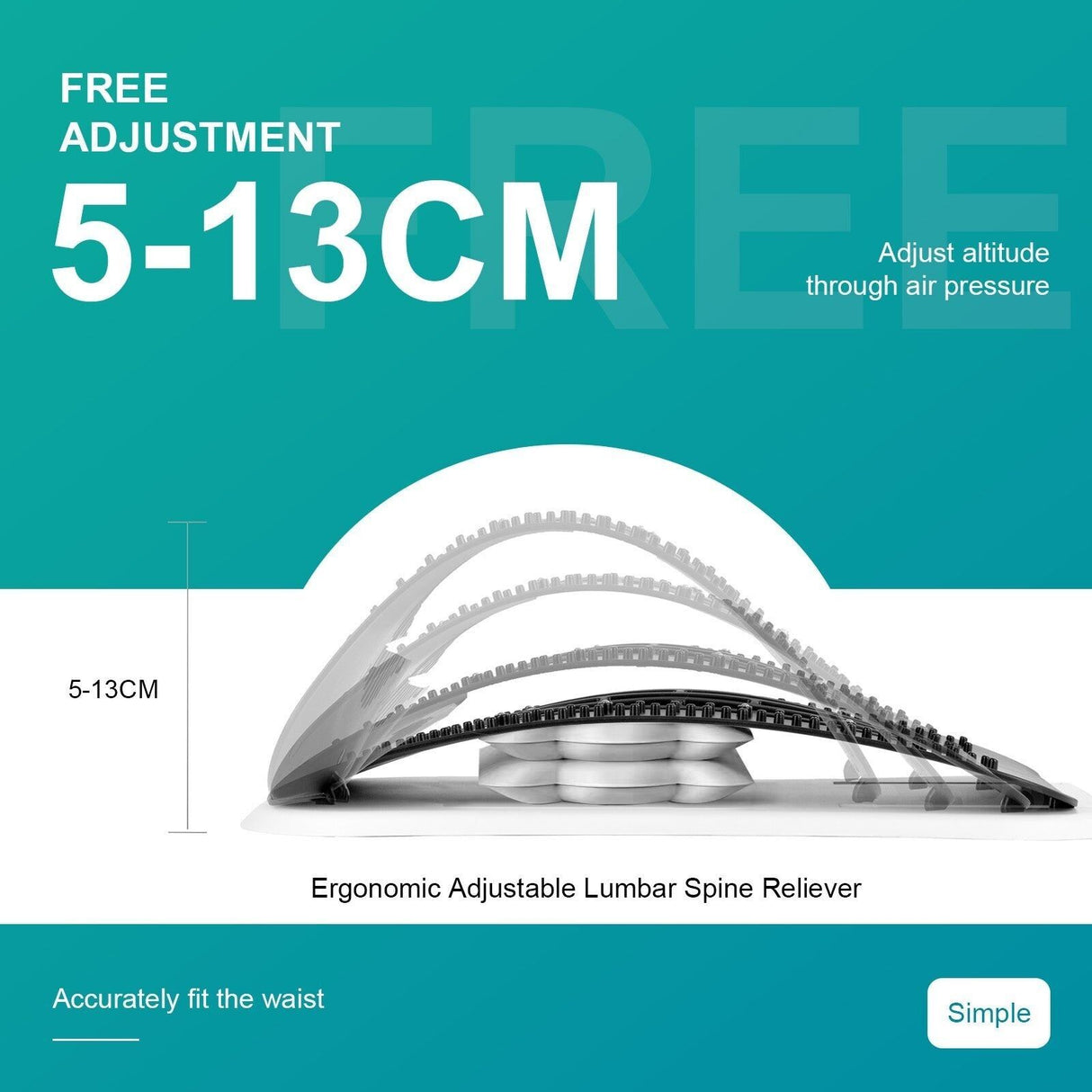 Remology Adjustable Air Lumbar Spine Reliever Back Stretcher Pain Relief