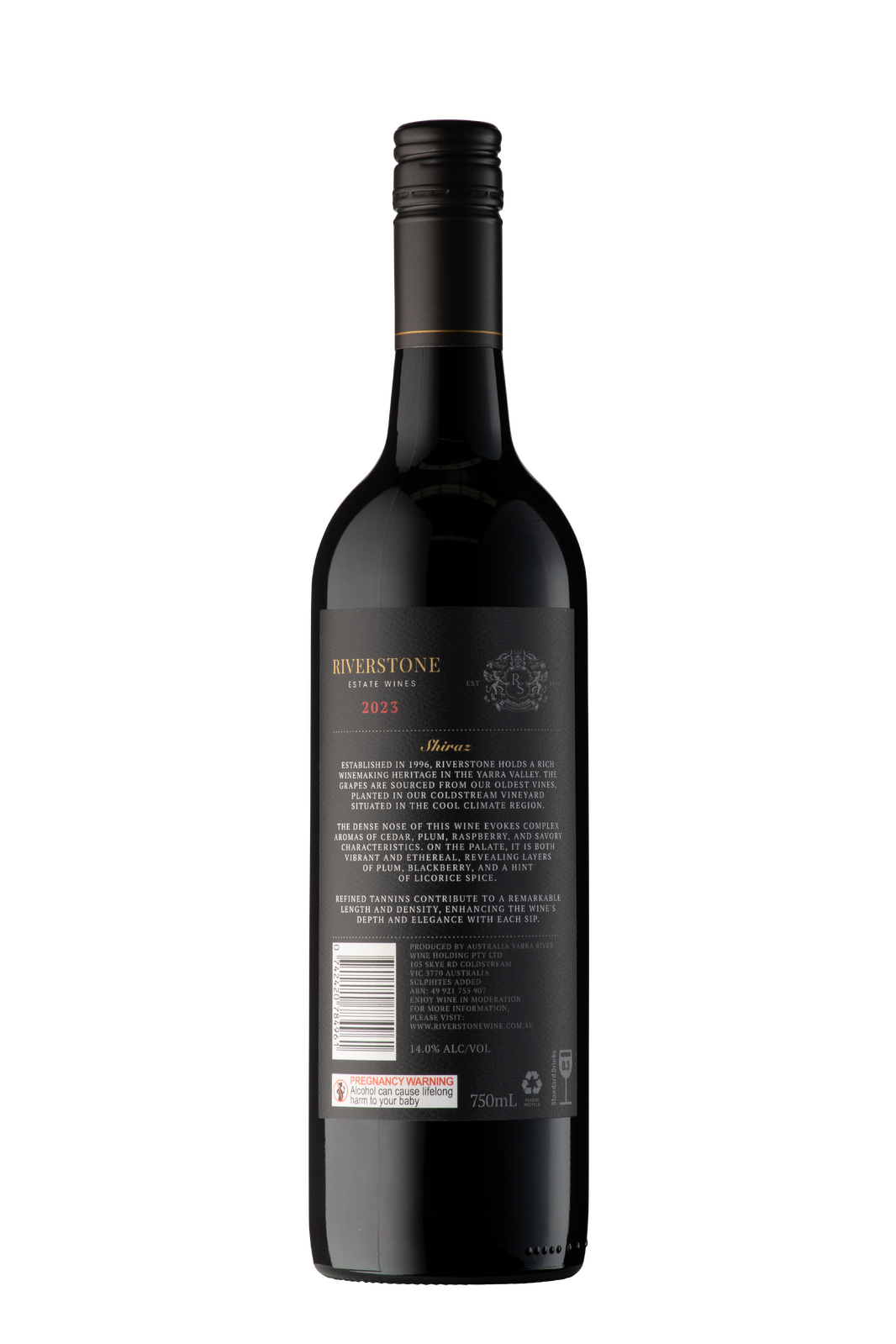 6x 2023 Riverstone Estate Shiraz Red Wine Bulk Pack - Yarra Valley 750ml Bottle