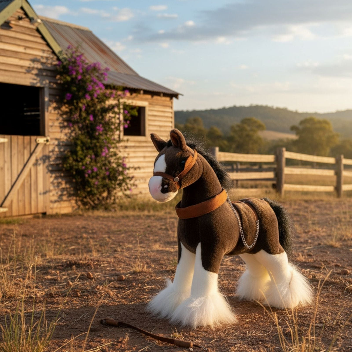 Bocchetta Rimsky 30cm Clydesdale Horse Plush Toy (Realistic Stuffed Animal Farm Gift)
