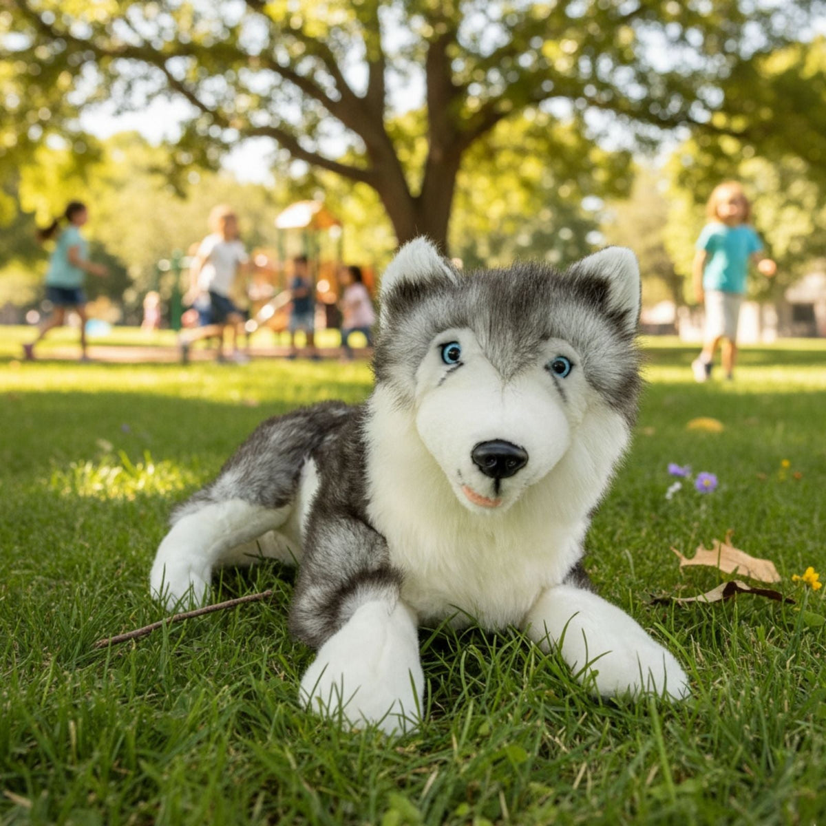 Bocchetta Rocco 62cm Lying Husky Plush Toy (Realistic Stuffed Animal Dog Gift)