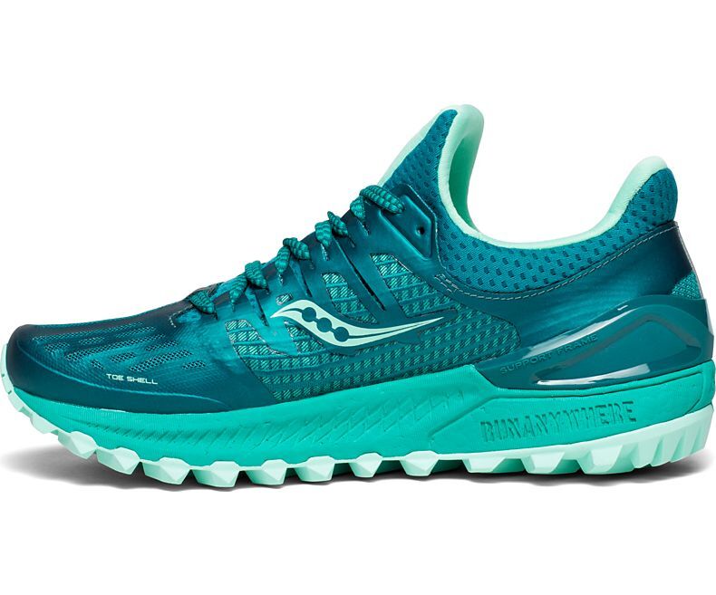 Saucony Womens XODUS ISO 3 Sneakers Runners Trail Running Shoes - Green/Aqua