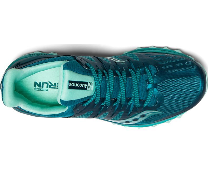 Saucony Womens XODUS ISO 3 Sneakers Runners Trail Running Shoes - Green/Aqua