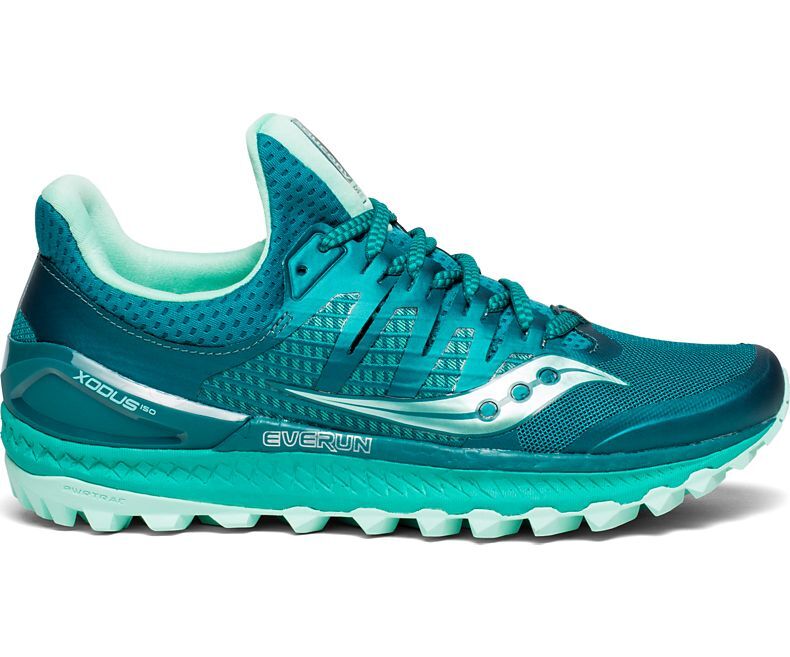 Saucony Womens XODUS ISO 3 Sneakers Runners Trail Running Shoes - Green/Aqua