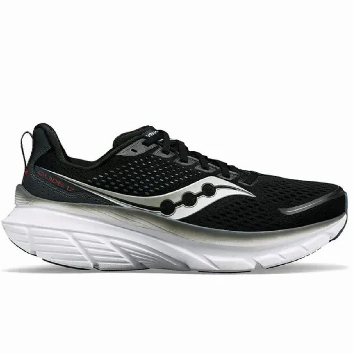 Wide Saucony Guide 17 Mens Running Shoes Stability Support - Black White