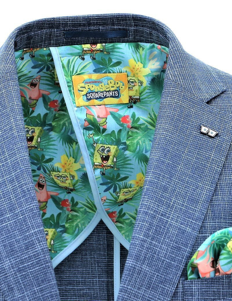 Mens SpongeBob Squarepants Sports Suit Jacket Hawaiian - Blue