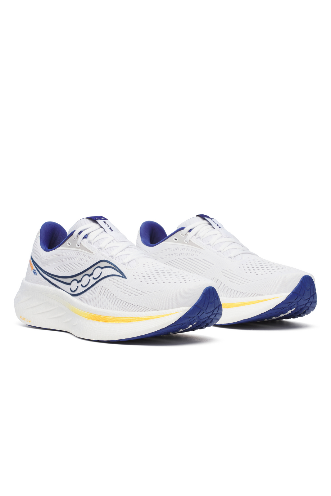Saucony Mens Ride 18 Sneakers Shoes Runners in White/Azurite