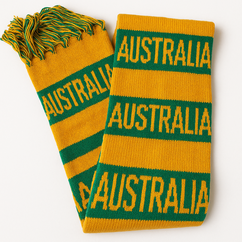 Australia Scarf Olympics Soccer Football Team Supporter Green & Gold Yellow