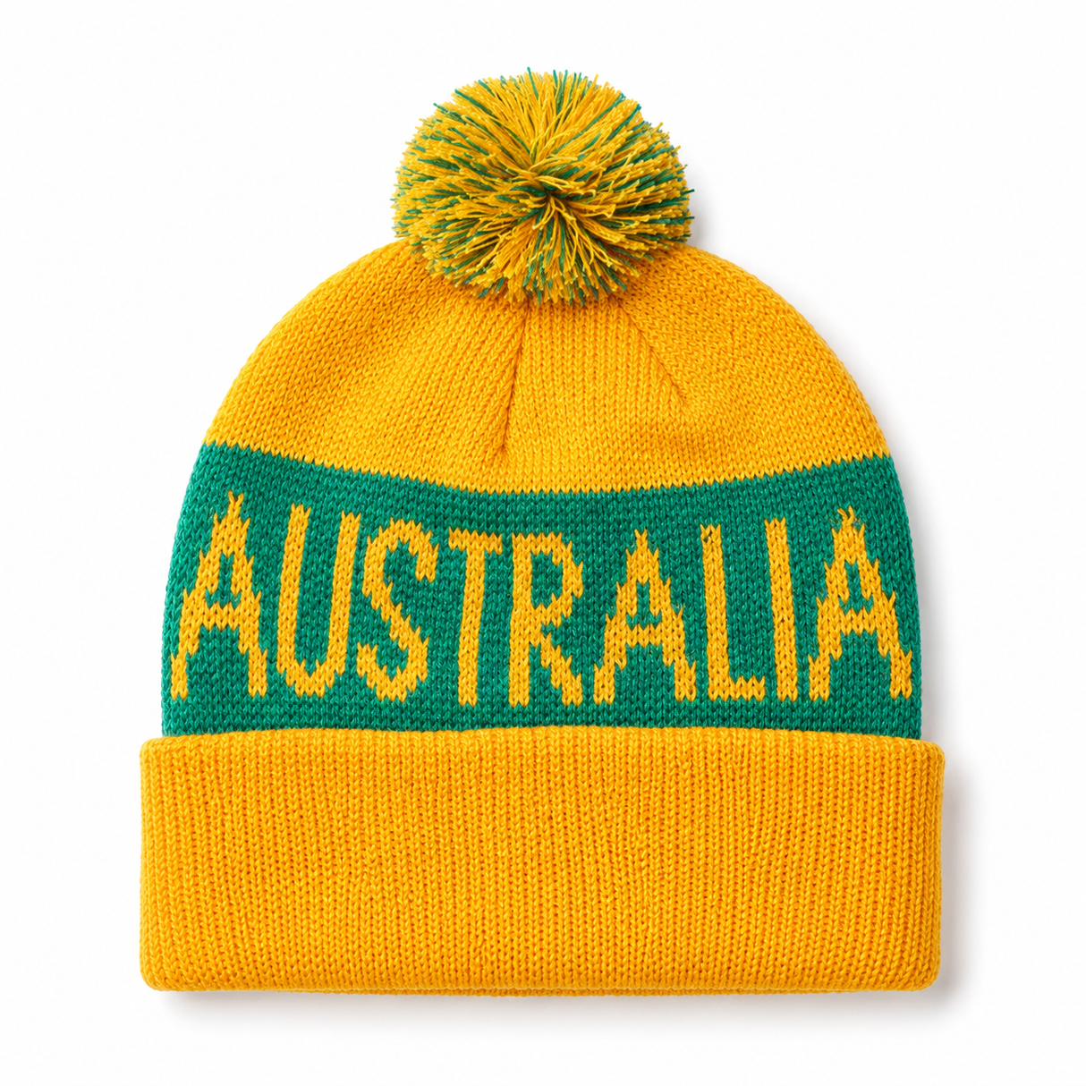 Green & Gold Australia Beanie Hat - Soccer/Football/Rugby Team