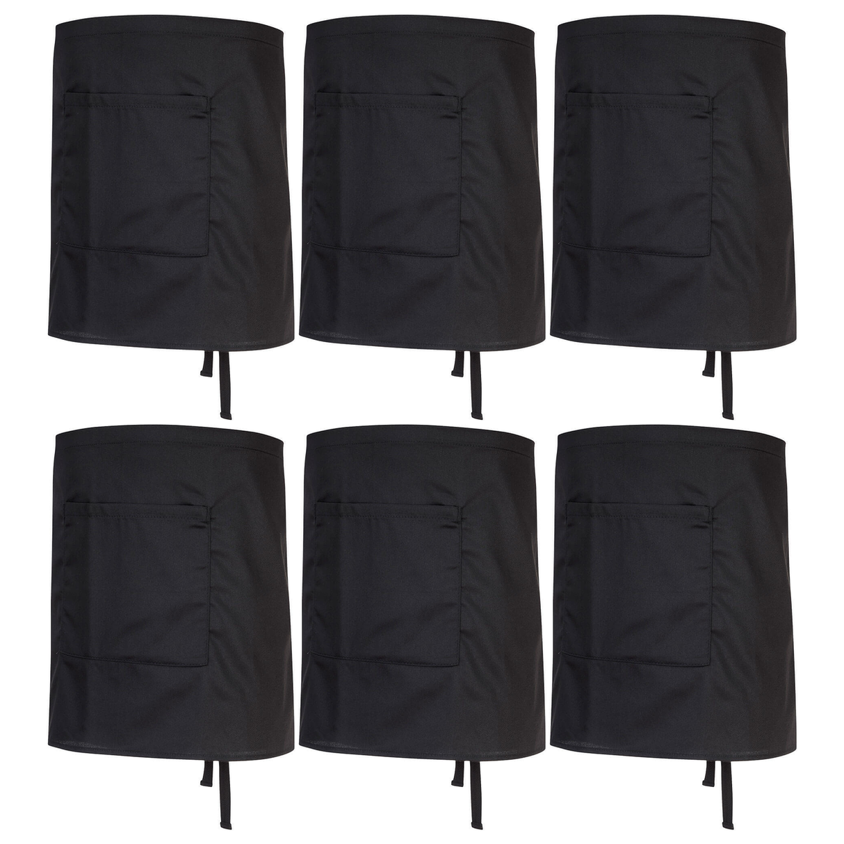 6x Portwest Waist Safety Apron with Large Pocket Bulk Pack - Black