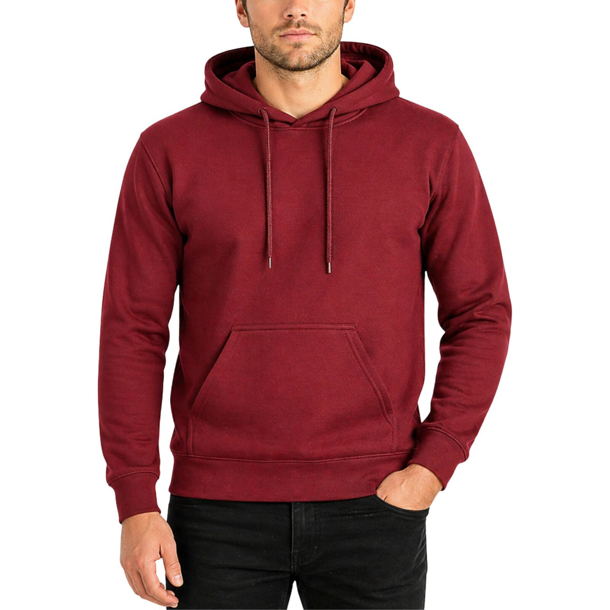 Mens 100% Cotton Hoodie - Maroon/Burgundy Red (Fleece Jumper/Pullover/Sweatshirt)