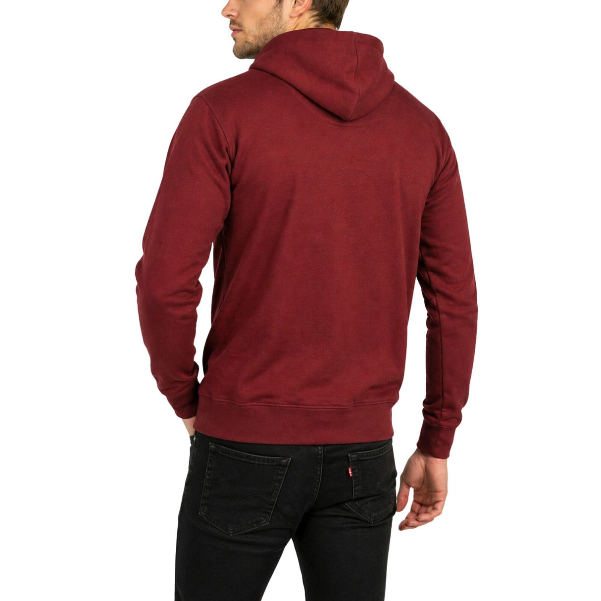 Mens 100% Cotton Hoodie - Maroon/Burgundy Red (Fleece Jumper/Pullover/Sweatshirt)