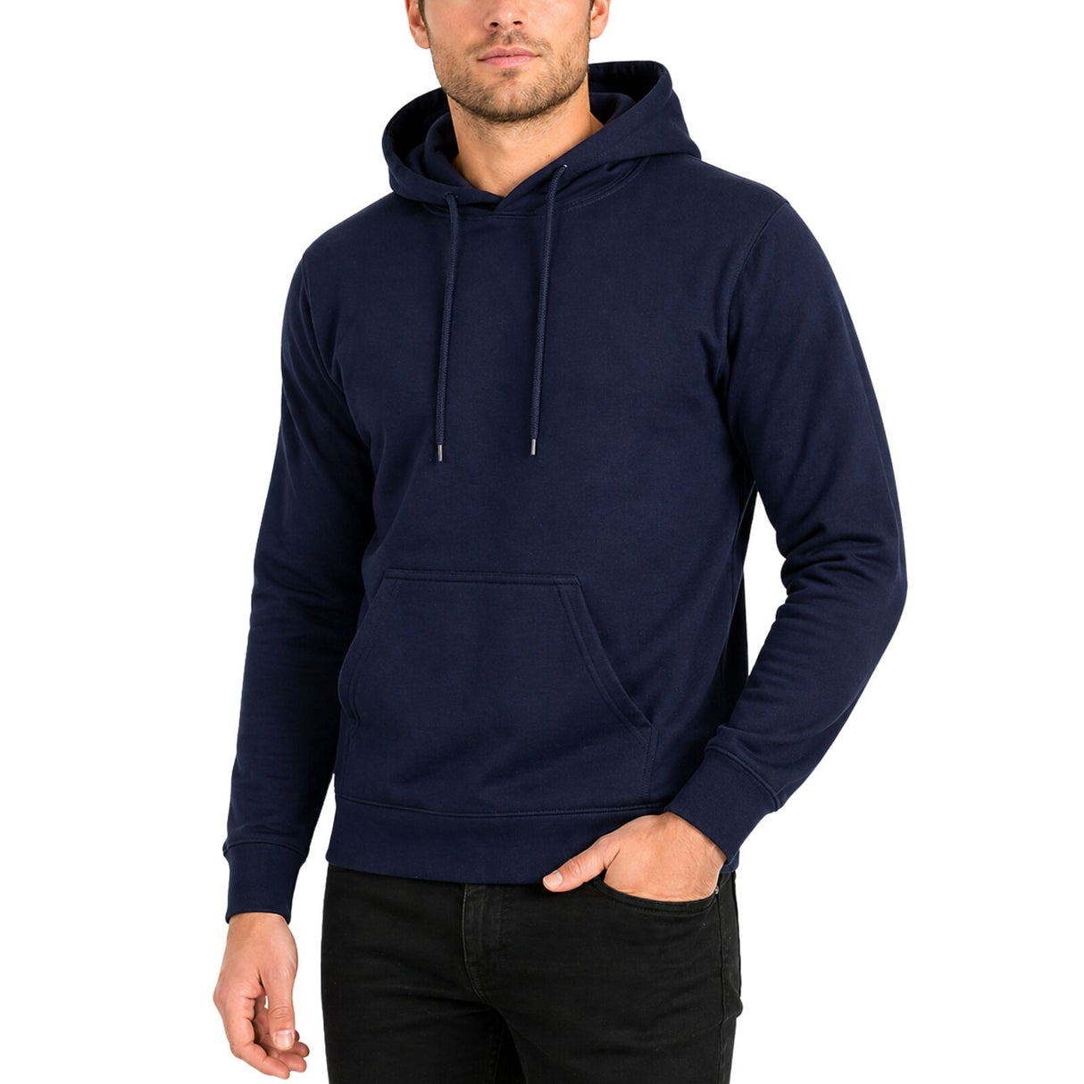 Mens 100% Cotton Hoodie - Navy (Fleece Jumper/Pullover/Sweatshirt)