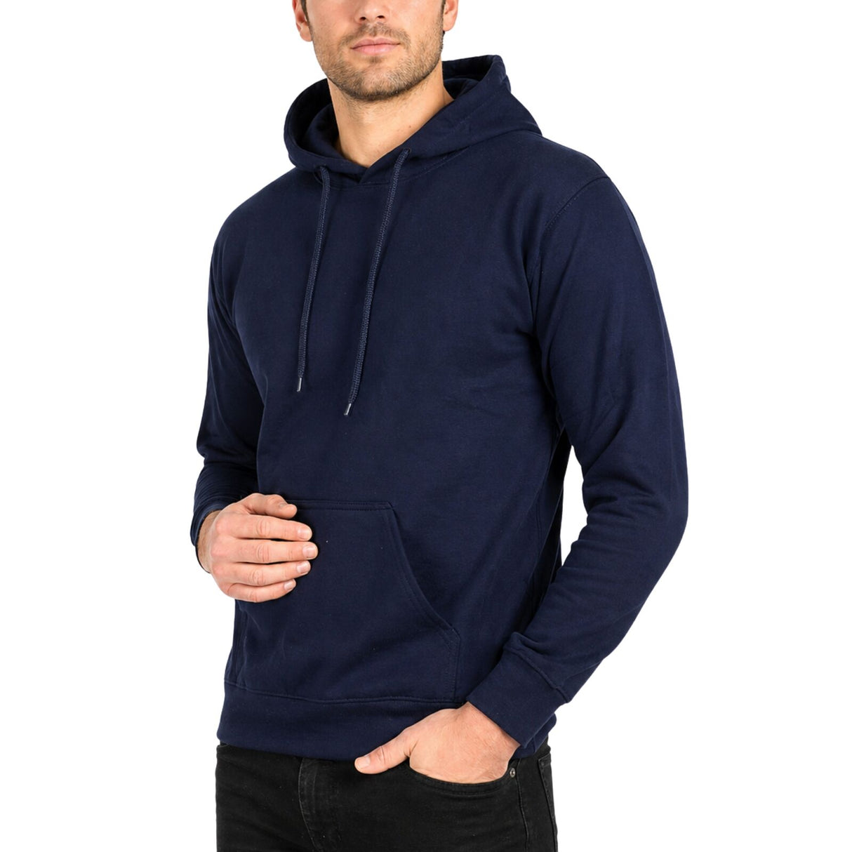 Mens 100% Cotton Hoodie - Navy (Fleece Jumper/Pullover/Sweatshirt)