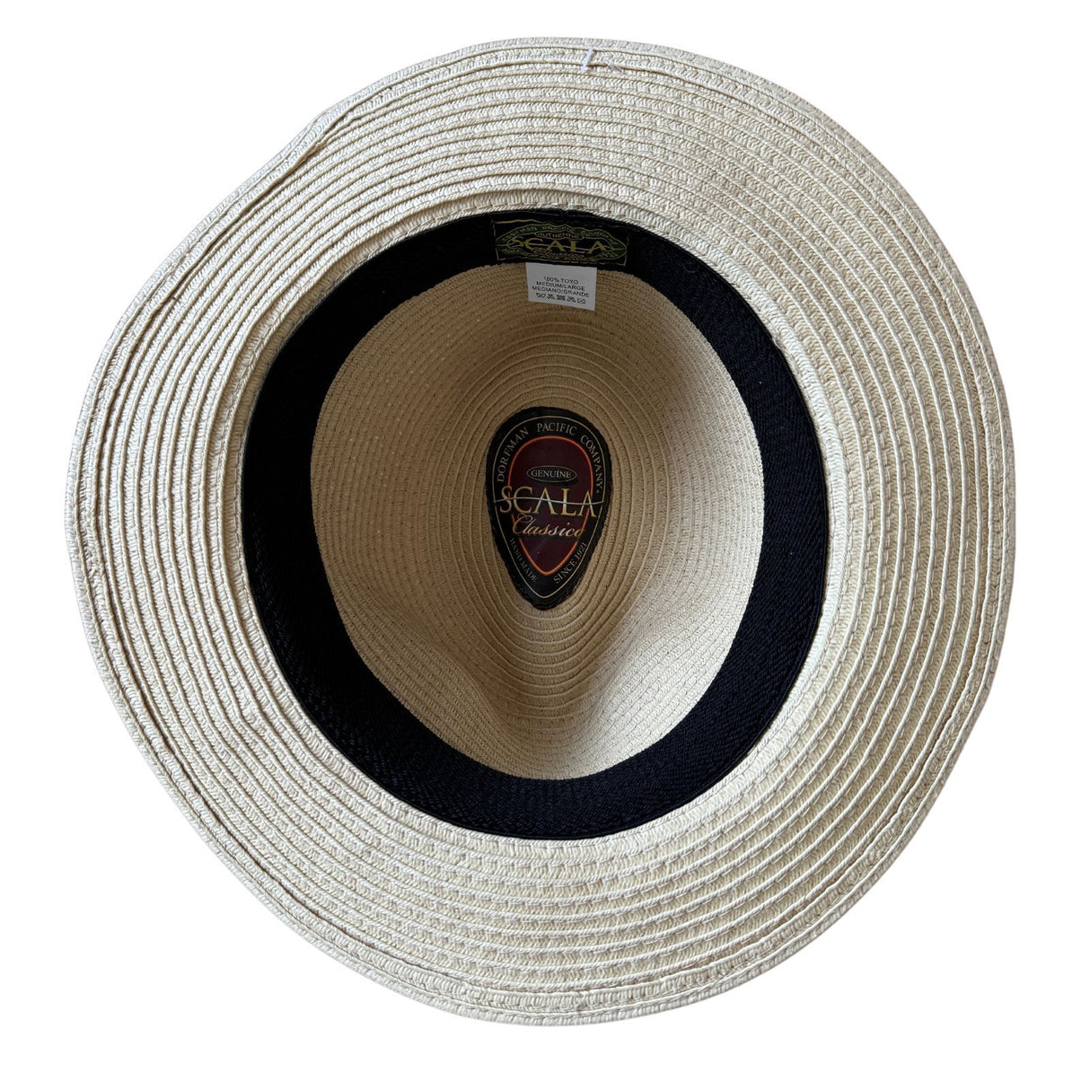 Scala Toyo Straw Hat Panama Fedora Handmade - Beige M-L