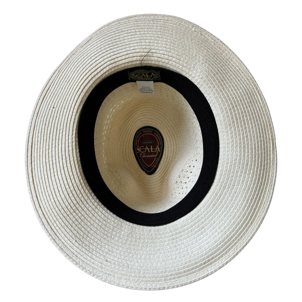 Scala Toyo Straw Hat Panama Fedora Handmade - Beige L-XL