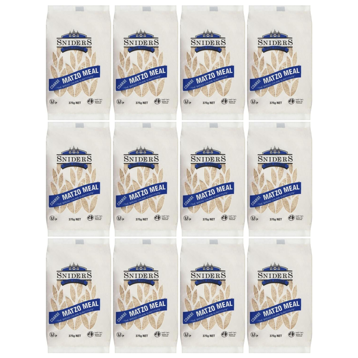 12x Sniders 375g COARSE Matzo Meal Bulk Pack - Kosher Crushed Matzah Breadcrumbs & Binder for Cooking