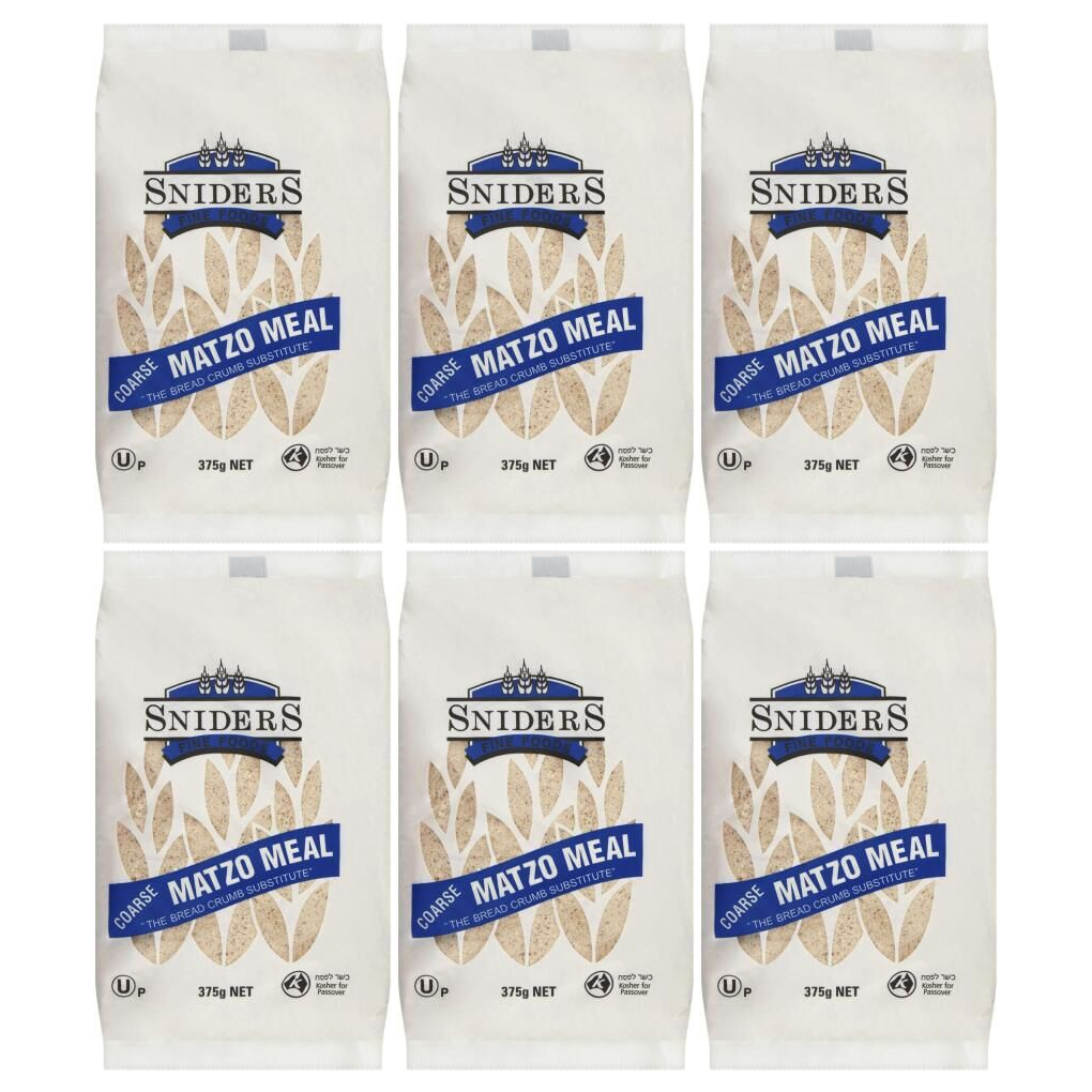 6x Sniders 375g COARSE Matzo Meal Bulk Pack - Kosher Crushed Matzah Breadcrumbs & Binder for Cooking