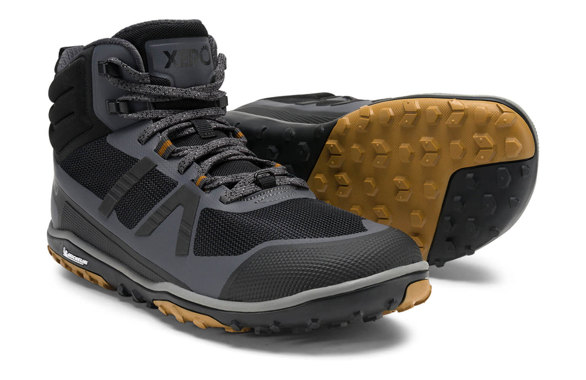 Xero Mens Scrambler Mid II Barefoot Hiking Boots - Black/Asphalt (Zero Drop)