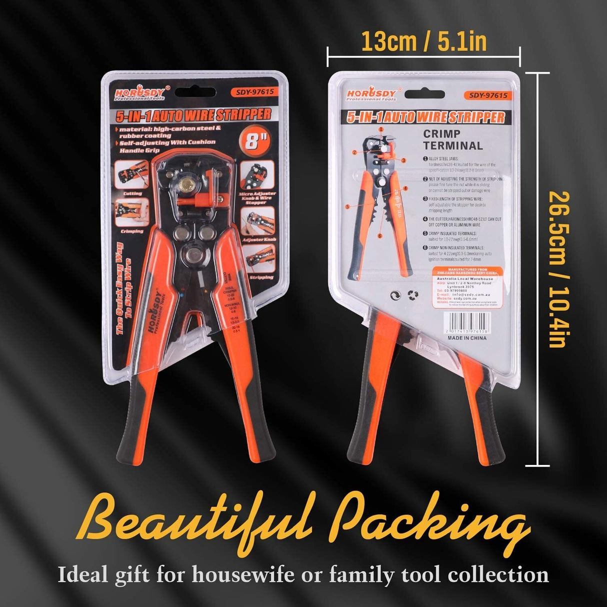 8" Self-adjusting Wire Stripper Cable Crimper Cutter Electrical Terminals Pliers