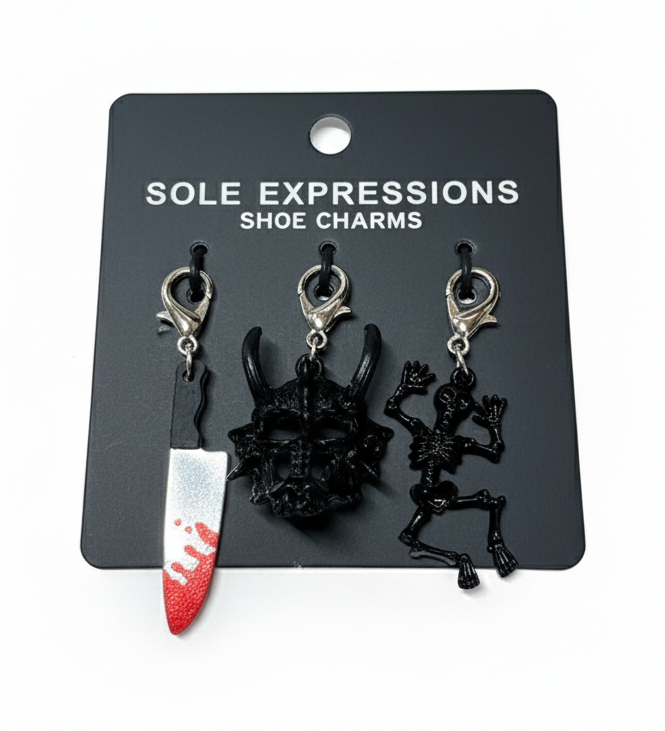 3pcs Shoe Charms for Dr. Martens Boots in Haunting Halloween Style Skeleton