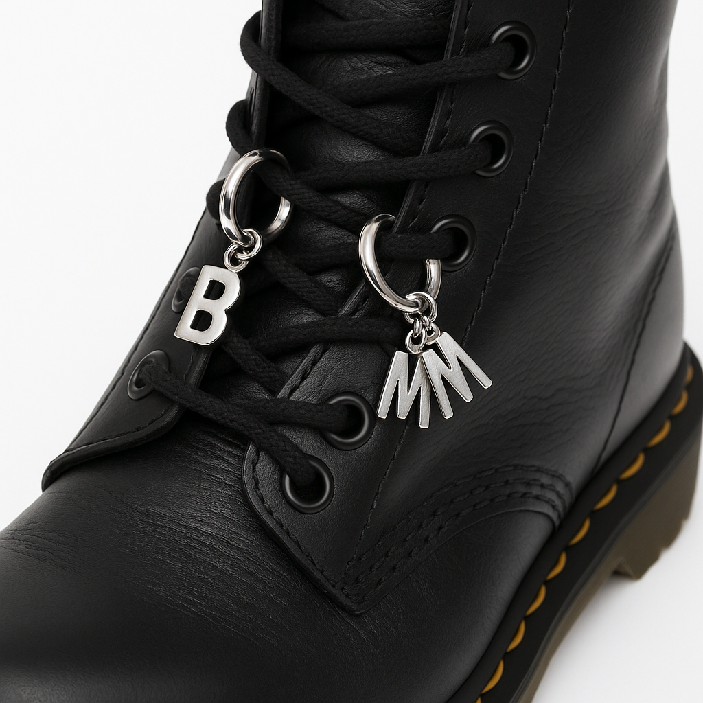 Letter Alphabet Shoe Charms for Dr. Martens Boots Loops in Silver