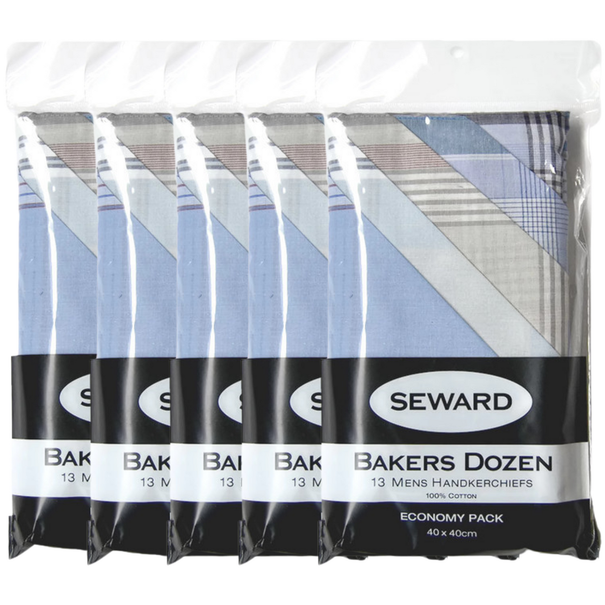 65x Seward Mens Handkerchiefs - 100% Cotton Hankies -Pocket Square