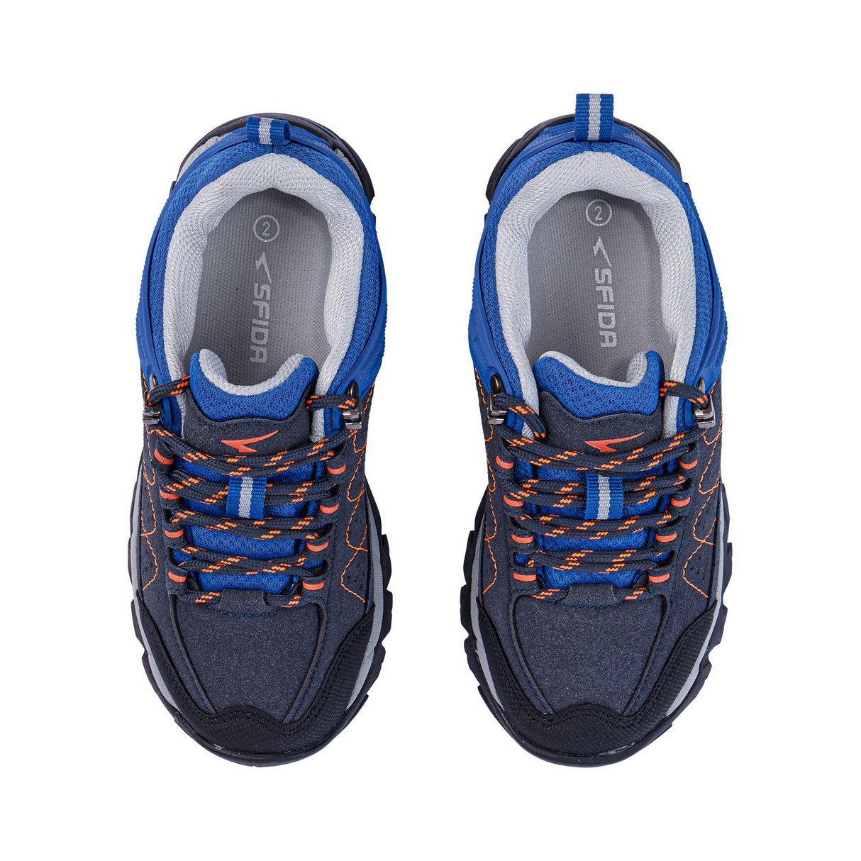 SFIDA Pioneer Boys Outdoor Hiking Outdoor Kids Shoes Sneakers in Navy/Royal/Orange