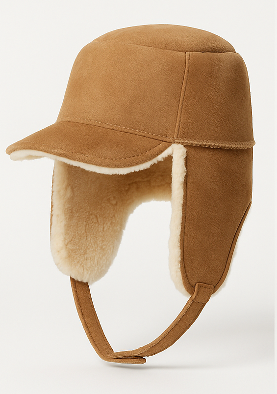 Australian Sheepskin UGG Winter Ear Aviator Beanie Hat Thermal Trapper Ski Snow in Chestnut