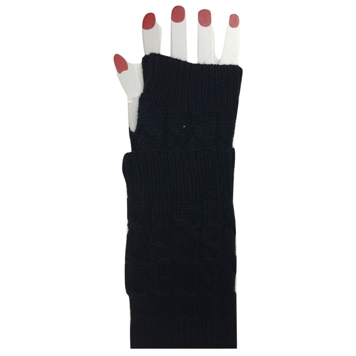 ARM WARMERS Knitted Short Fingerless Gloves Winter Mitten Cover Womens Party - Grey