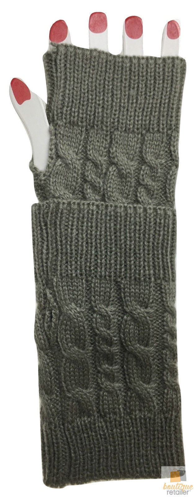 ARM WARMERS Knitted Short Fingerless Gloves Winter Mitten Cover Womens Party