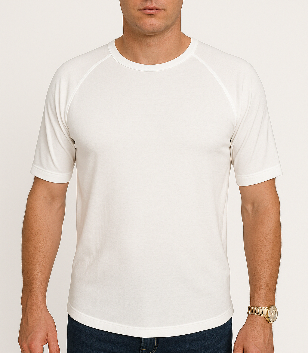 Mens Merino Wool Blend Short Sleeve Thermal Top - Natural (Base Layer Underwear)