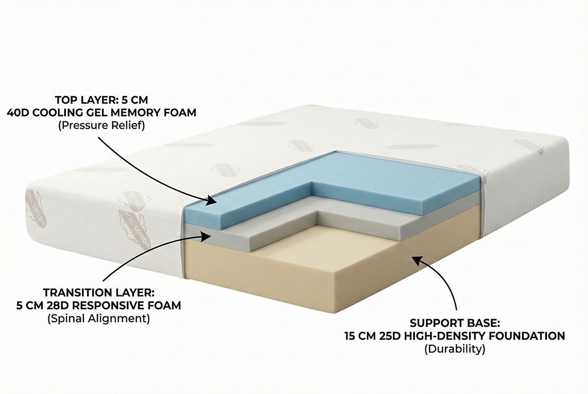 Premium Half Queen Memory Foam Mattress w/ Organic Cotton Fabric